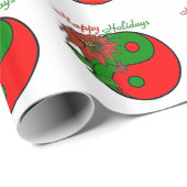 Holiday Yin Yang Poinsettia Green Red Cadeaupapier (Rol Hoek)