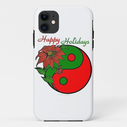 Holiday Yin Yang Poinsettia Green Red Case-Mate iPhone Case (Achterkant)