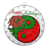 Holiday Yin Yang Poinsettia Green Red Dartbord (Voorkant)