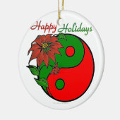 Holiday Yin Yang Poinsettia Green Red Keramisch Ornament (Links)
