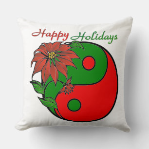 Holiday Yin Yang Poinsettia Green Red Kussen