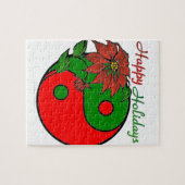 Holiday Yin Yang Poinsettia Green Red Legpuzzel (Horizontaal)
