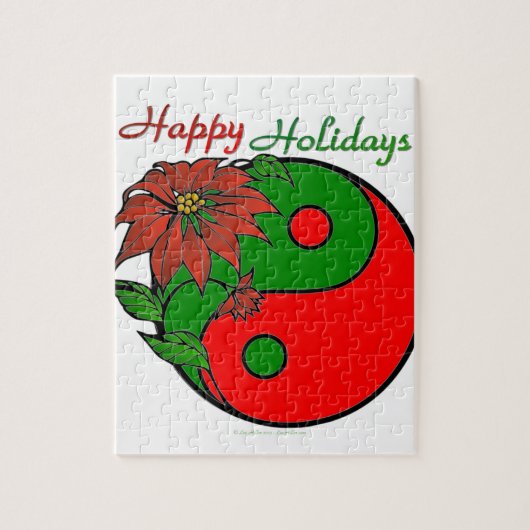 Holiday Yin Yang Poinsettia Green Red Legpuzzel (Verticaal)