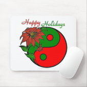 Holiday Yin Yang Poinsettia Green Red Muismat (Met muis)