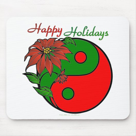 Holiday Yin Yang Poinsettia Green Red Muismat (Voorkant)