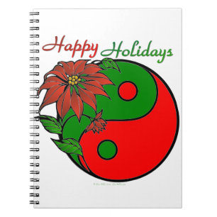Holiday Yin Yang Poinsettia Green Red Notitieboek