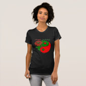 Holiday Yin Yang Poinsettia Green Red T-shirt (Voorkant volledig)