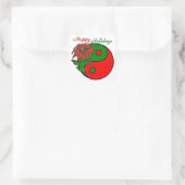 Holiday Yin Yang Poinsettia Green Red Vierkante Sticker (Tas)