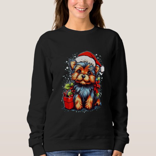Holiday Yorkshire Terrier Cute Christmas Dog Desig Trui (Voorkant)