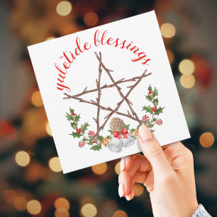 Holiday Yuletide Twig Pentacle Wicca Greeting Feestdagenkaart