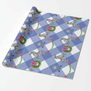 Holiday Zebras op Blue Pset Cadeaupapier