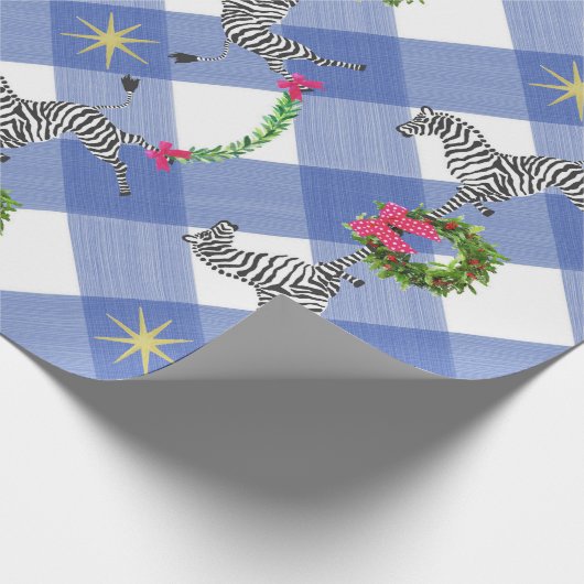 Holiday Zebras op Blue Pset Cadeaupapier (Hoek)