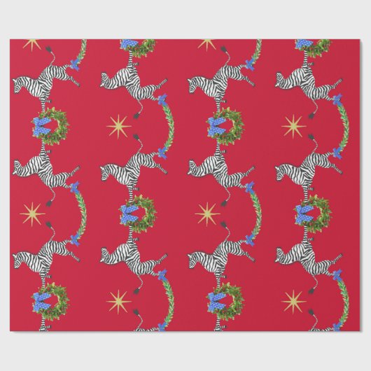 Holiday Zebras op rood Cadeaupapier (Vlak)