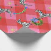 Holiday Zebras Pink Pset Cadeaupapier (Hoek)