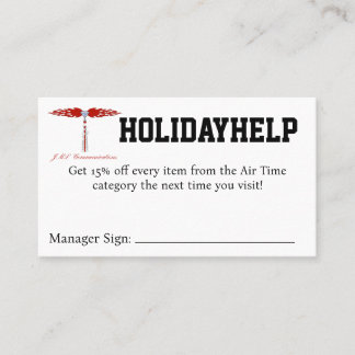 HOLIDAYHELP Coupon Visitekaartje