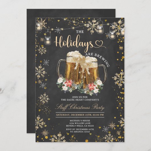 Holidays are Brewing Staff Beer Christmas Party Kaart (Voorkant / Achterkant)
