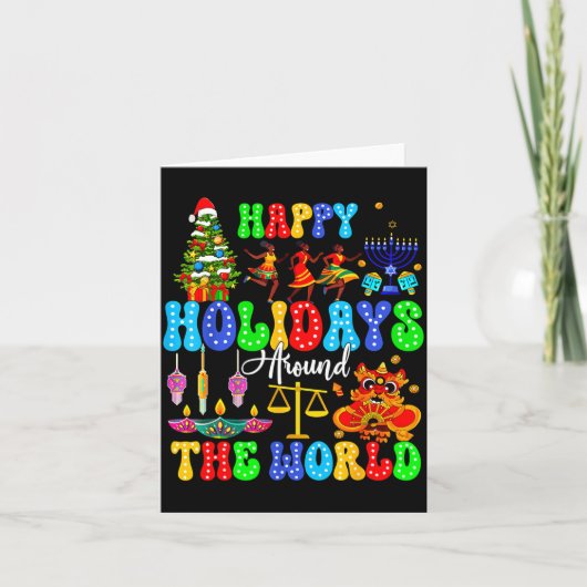 Holidays Around World Xmas Hanukkah Kwanzaa Diwali Kaart (Voorkant)