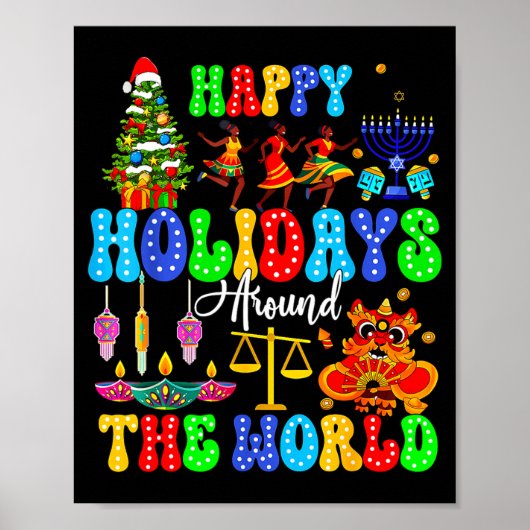 Holidays Around World Xmas Hanukkah Kwanzaa Diwali Poster (Voorkant)