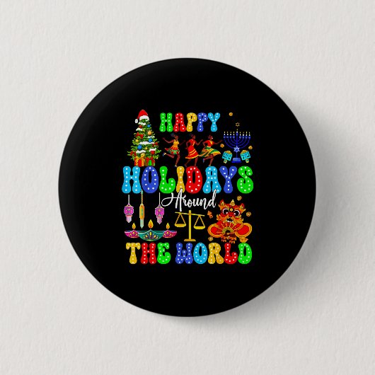 Holidays Around World Xmas Hanukkah Kwanzaa Diwali Ronde Button 5,7 Cm (Voorkant)