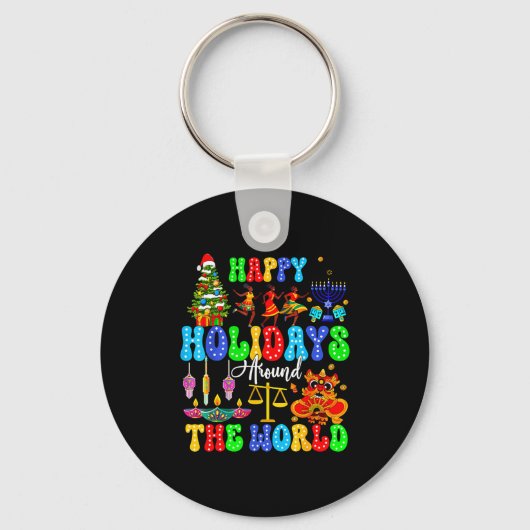 Holidays Around World Xmas Hanukkah Kwanzaa Diwali Sleutelhanger (Voorkant)