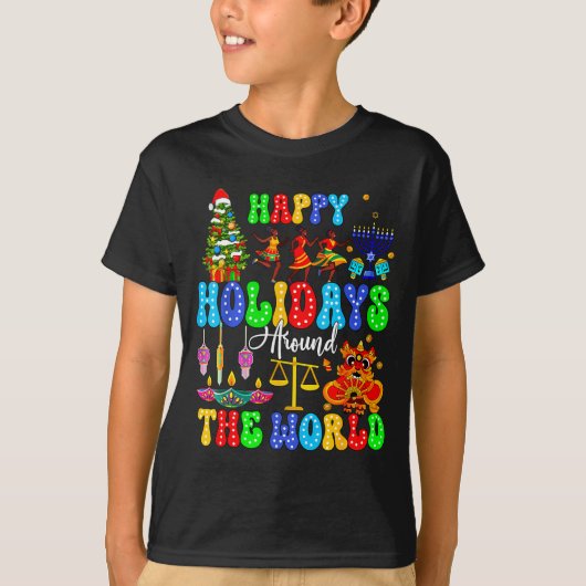 Holidays Around World Xmas Hanukkah Kwanzaa Diwali T-shirt (Voorkant)
