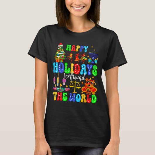 Holidays Around World Xmas Hanukkah Kwanzaa Diwali T-shirt (Voorkant)