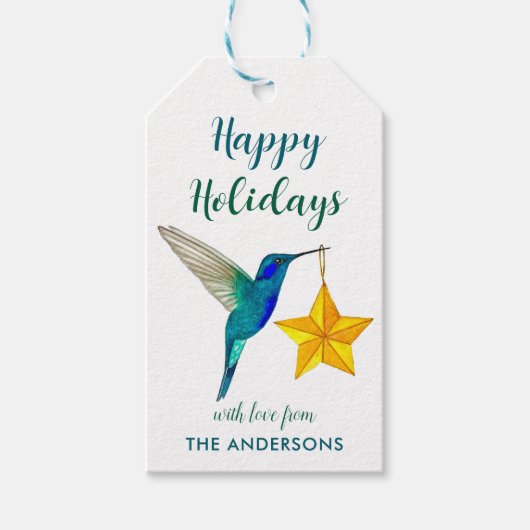 Holidays Custom Hummingbird Gift Tags Cadeaulabel (Voorkant)