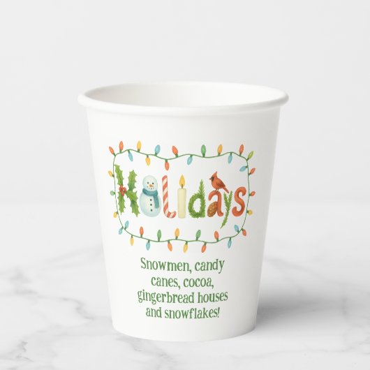 Holidays designed Christmas Papieren Bekers (Voorkant)