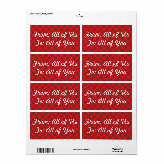 HolidayZ Pset / Tartan - Gift Labels for Wrapping (Full Sheet)