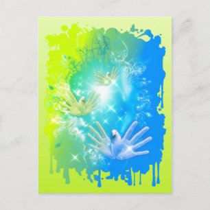 holiES - Flying Hands Pigeons ART Briefkaart