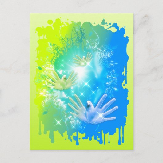 holiES - Flying Hands Pigeons ART Briefkaart (Voorkant)