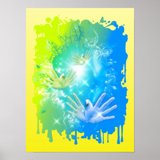 holiES - Flying Hands Pigeons ART Poster (Voorkant)