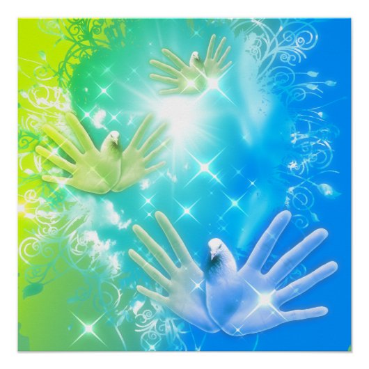holiES - Flying Hands Pigeons ART Poster (Voorkant)
