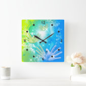 holiES - Flying Hands Pigeons ART Vierkante Klok (Huis)