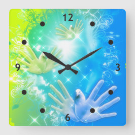 holiES - Flying Hands Pigeons ART Vierkante Klok