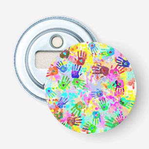 holiES - handen spatten gekleurd grijppatroon 2 Button Flesopener