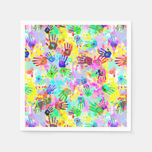 holiES - handen spatten gekleurd grijppatroon 2 Servetten (Voorkant)