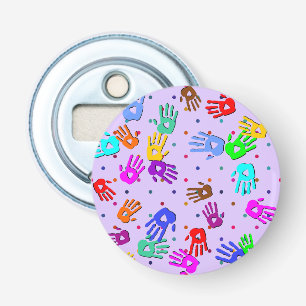 holiES - handen stippen gekleurd patroon 1 Button Flesopener
