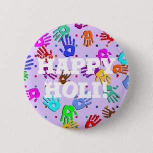 holiES - handen stippen gekleurd patroon 1 Ronde Button 5,7 Cm
