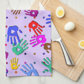 holiES - handen stippen gekleurd patroon 1 Theedoek (Quarter Fold)