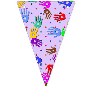 holiES - handen stippen gekleurd patroon 1 Vlaggetjes