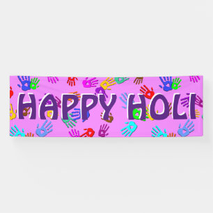 holiES - handgekleurd patroon 1 + uw achtergrond. Spandoek