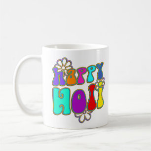 holiES - HAPPY HOLI gekleurde omtrek bloemen 1 Koffiemok