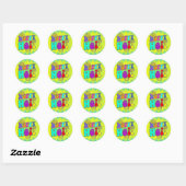 holiES - HAPPY HOLI gekleurde omtrek bloemen 1 Ronde Sticker (Vel)