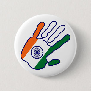 holiES - India Flag Hand - wees een fan Ronde Button 5,7 Cm