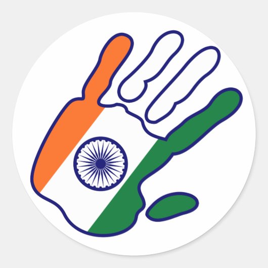 holiES - India Vlag Hand Ronde Sticker (Voorkant)