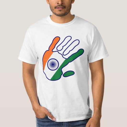 holiES - India Vlag Hand T-shirt (Voorkant)