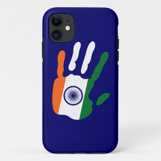 holiES - India Vlag Hand + uw achtergrond kleur Case-Mate iPhone Case (Achterkant)