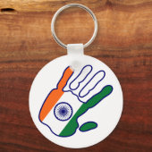 holiES - India Vlag Hand + uw idee Sleutelhanger (Voorkant)