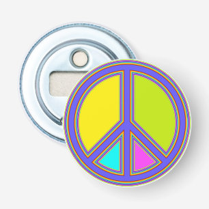 holiES - kleurrijk PEACE-teken + uw ideeën Button Flesopener